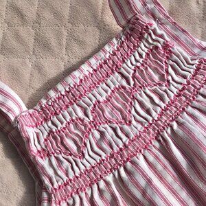 Y2K Vintage Pink Striped Smocked Overalls